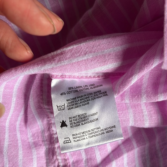 Pink striped linen/cotton blend shirt - Picture 9 of 13